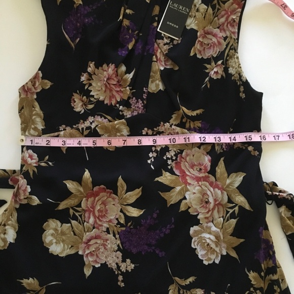 NWT Lauren Ralph Lauren Floral Bubble Crepe Cap-Sleeve Dress Sz 6 Empire waist - Picture 11 of 15